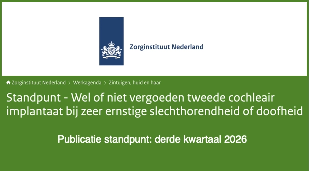 vergoeding tweede cochleair implantaat volwassenen ZiN onderzoek